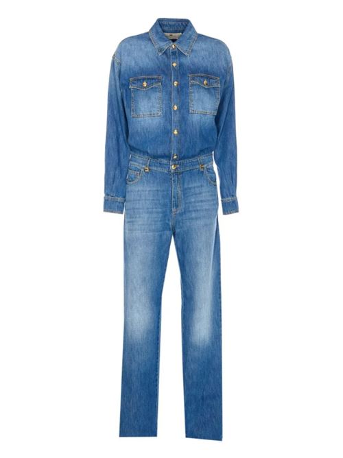 TUTA IN DENIM CON DETTAGLI LOGO ELISABETTA FRANCHI | TJ38D51E2192 light blue